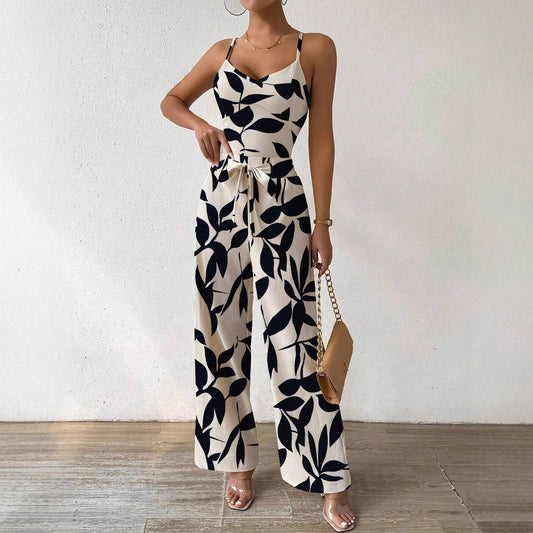 Jumpsuit Elastic Waist Belt Jumpsuit